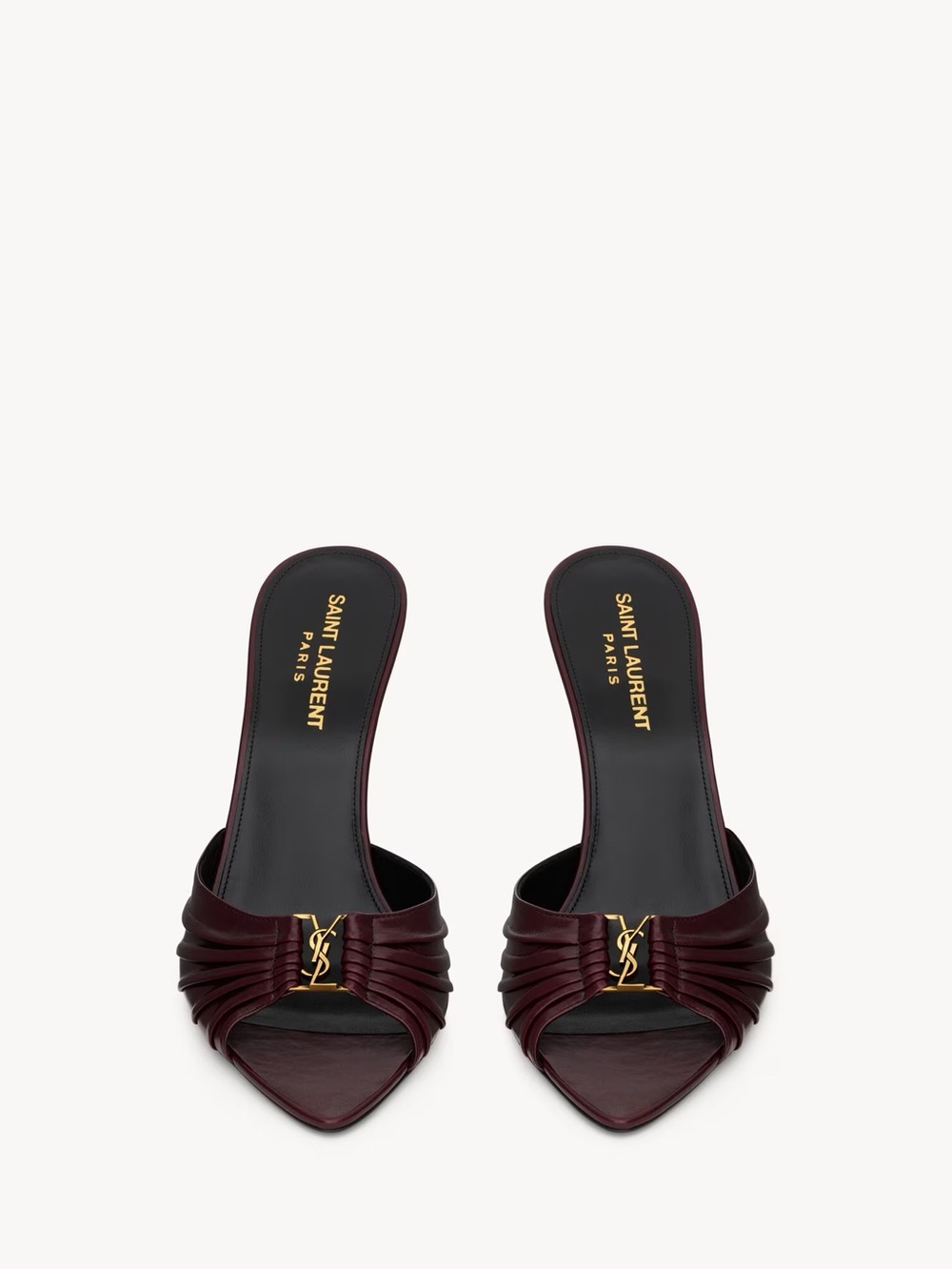 Saint Laurent Babylone Mules 9cm Heel in Burgundy Leather
